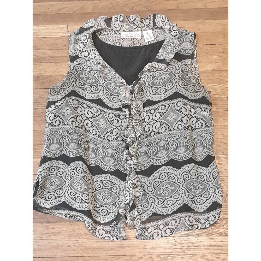 Womens Silk Blouse Ruffle Front Feminine Luxurious Career Event Size S